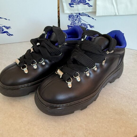 BURBERRY Men's "Trek" Black Leather Hiking Walking Boots Black, many sizes - Picture 13 of 14